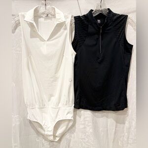 FORAY GOLF White Bodysuit Top XS $125 & TAIL Black Top XS $91